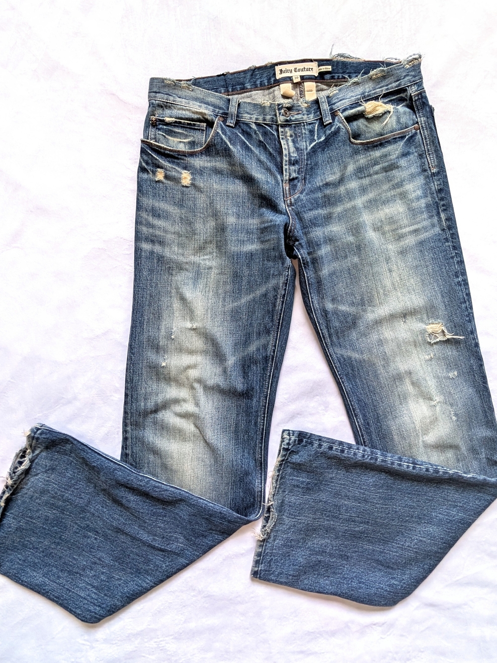 Juicy Couture Men's Baggy Bootcut Jeans 36x35 Skull Embellished Y2K